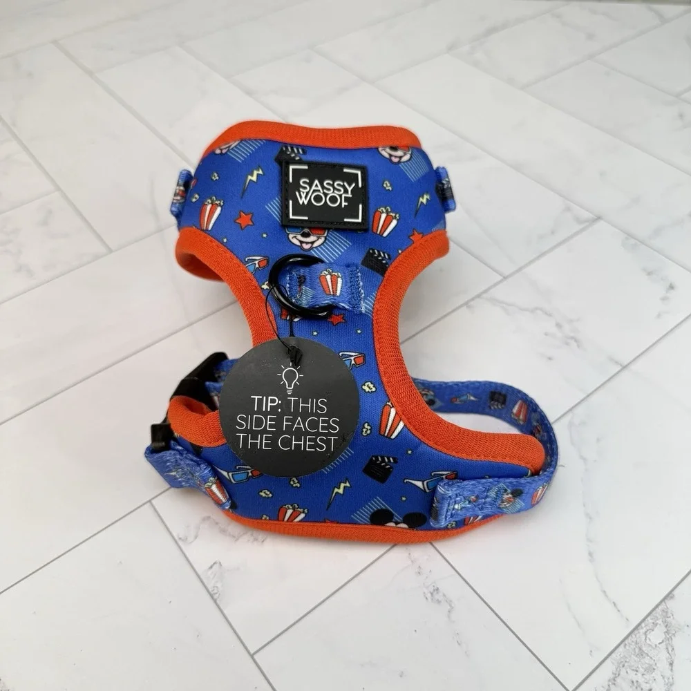 Disney Sassy Woof XXS Adjustable Dog Harness Blue Red Mickey Mouse Movie NEW